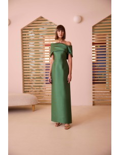 Vestido Largo con Cuello Bardot Carla Ruiz | Jayme Shop